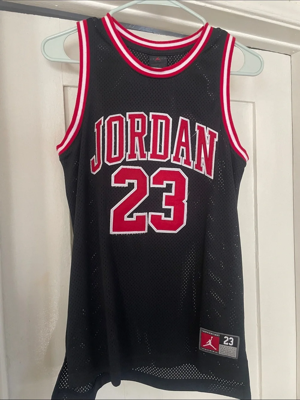 Jordan Black Mesh Jersey with Red & White Trim